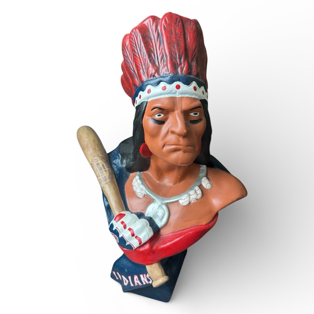 Handcrafted Cleveland Indians Ceramic Sculpture